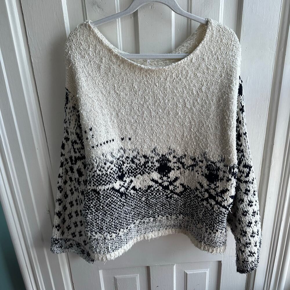 Free People Midnight Beach Pullover Sweater in Evening Ivory Combo - Picture 2 of 9